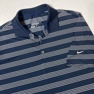 Nike Golf Dri Fit Performance Polo Shirt Men's Size Medium Blue Gray‎ Stripes
